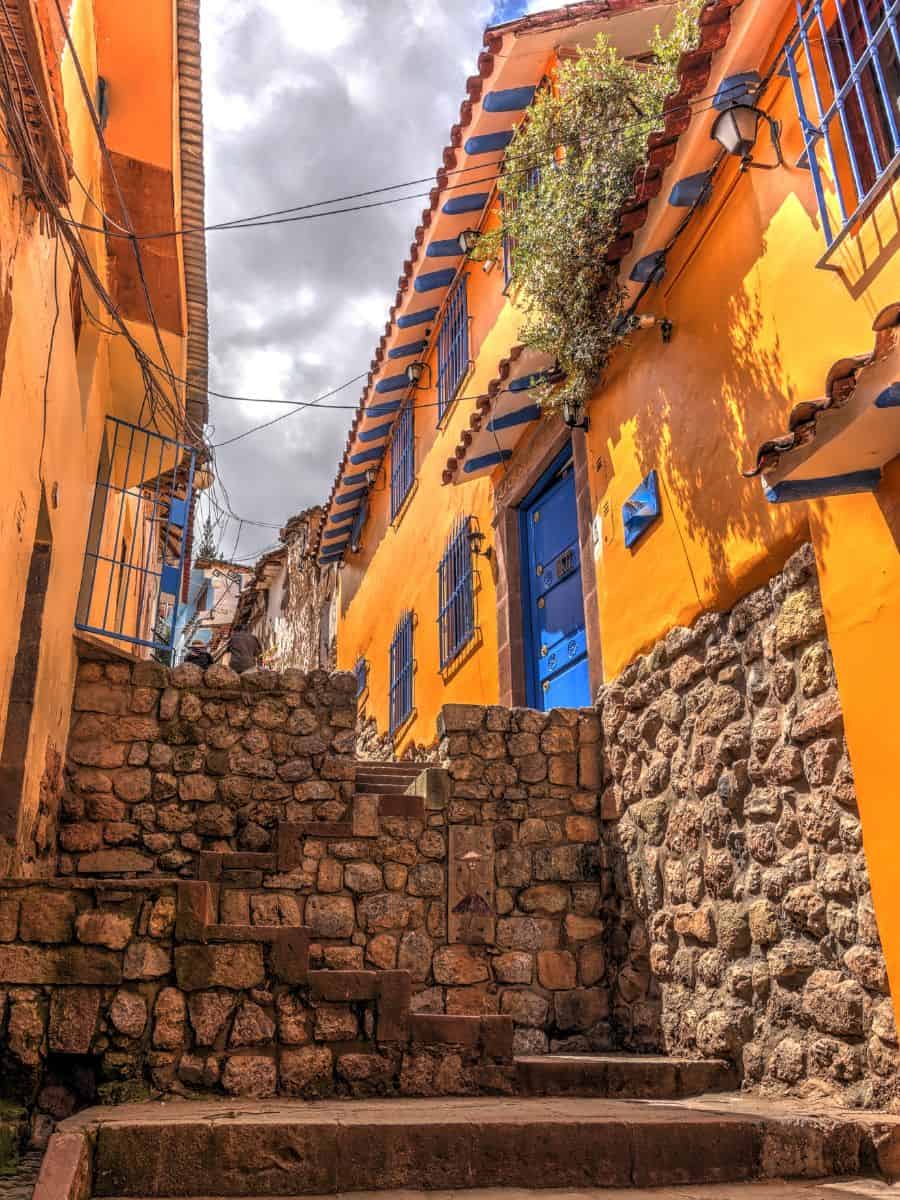 Colorful trasditional buildings in Cusco, Latin America