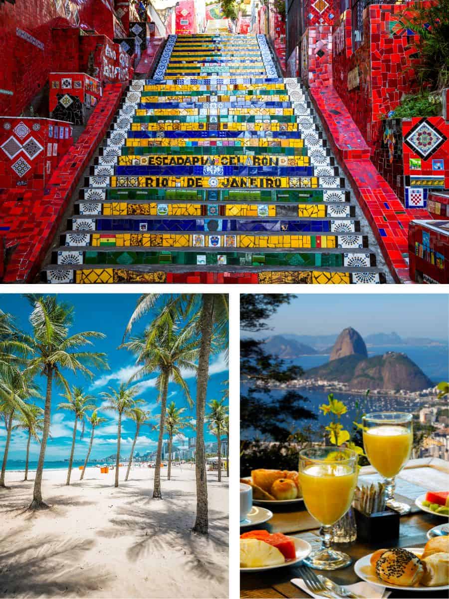 Copacabana beach and breackfast on the top of the mountain, Rio de Janeiro, Brazil, Latin America
