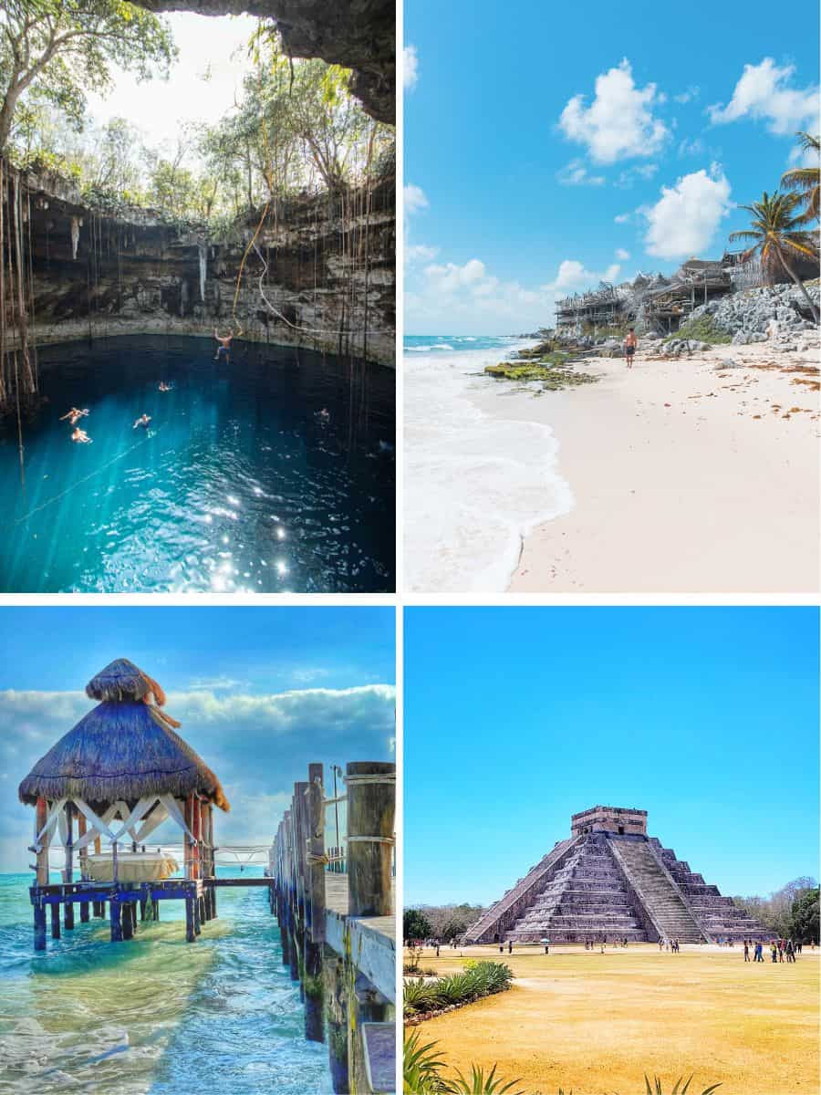 Cenote and beaches in Cancun, Mexico