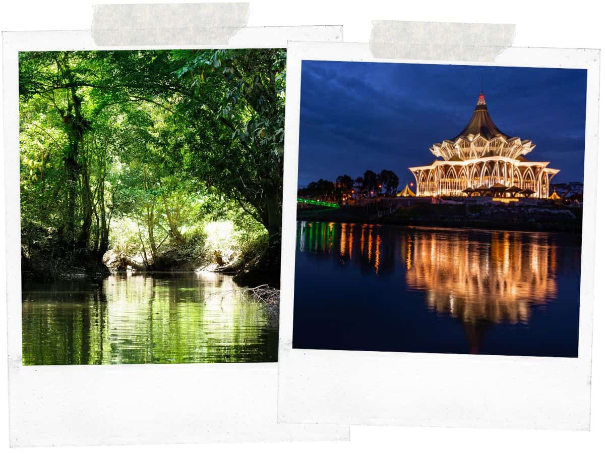 Temple and river in Borneo Malaysia