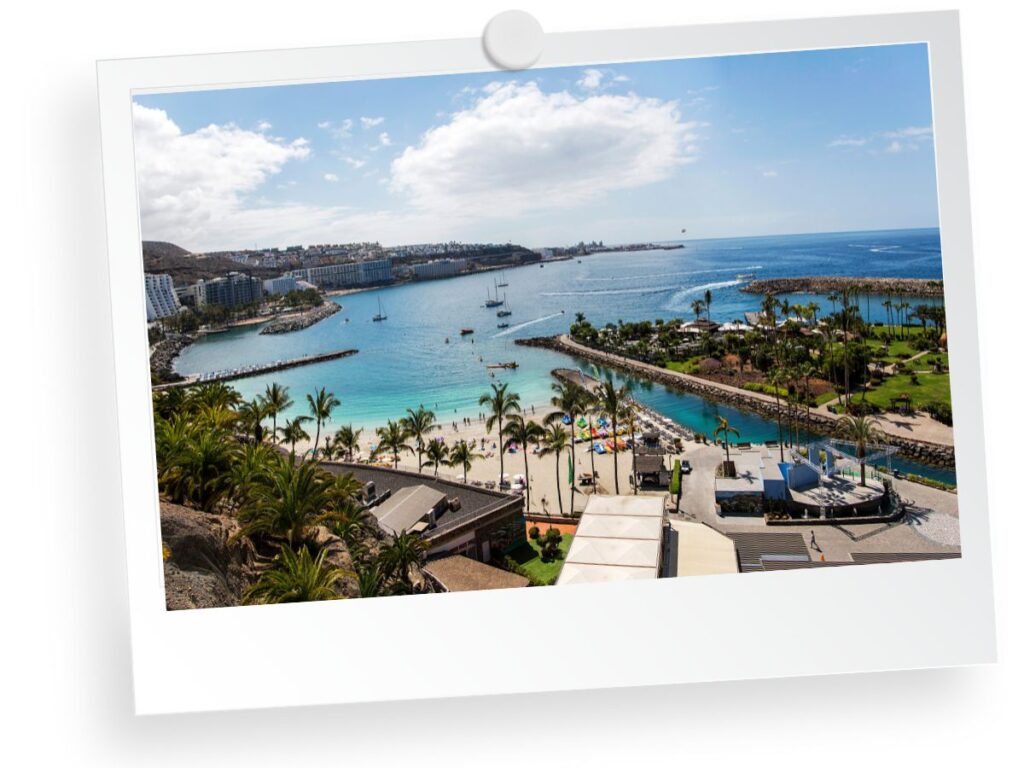 Beach in Gran Canaria seen from hotel room