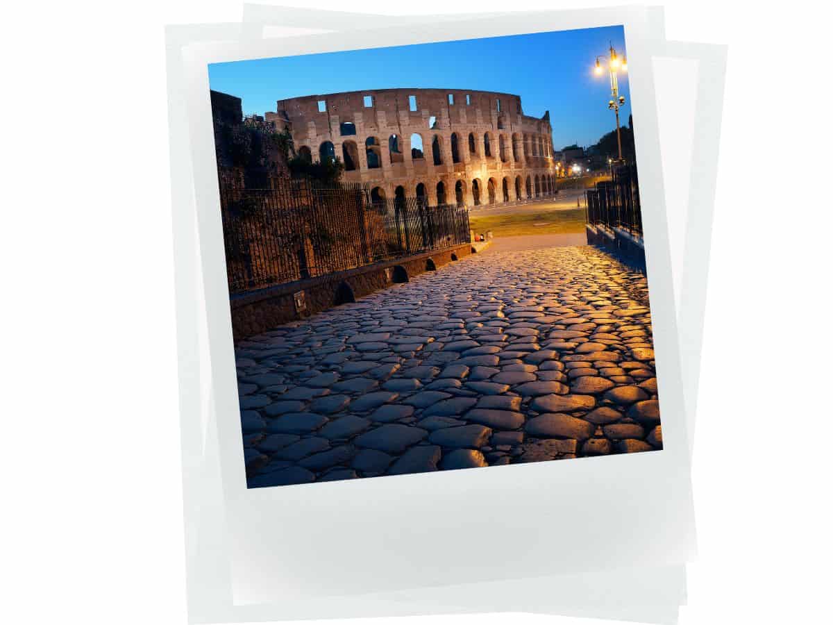 Colbstone streets in Rome at Night