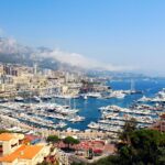 Monaco port view from the rooftop mountain