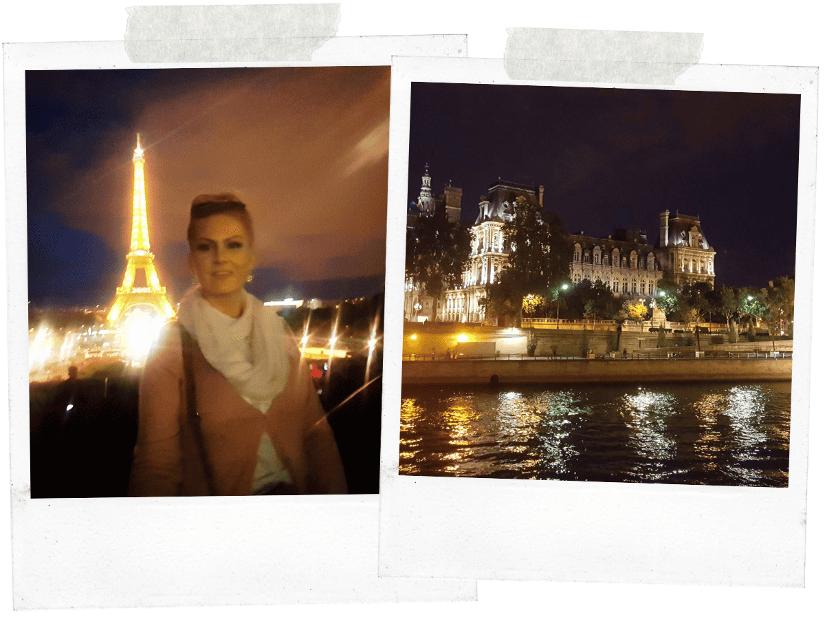 Photo sesion near Seine River and Eiffel Tower at night, Paris, France