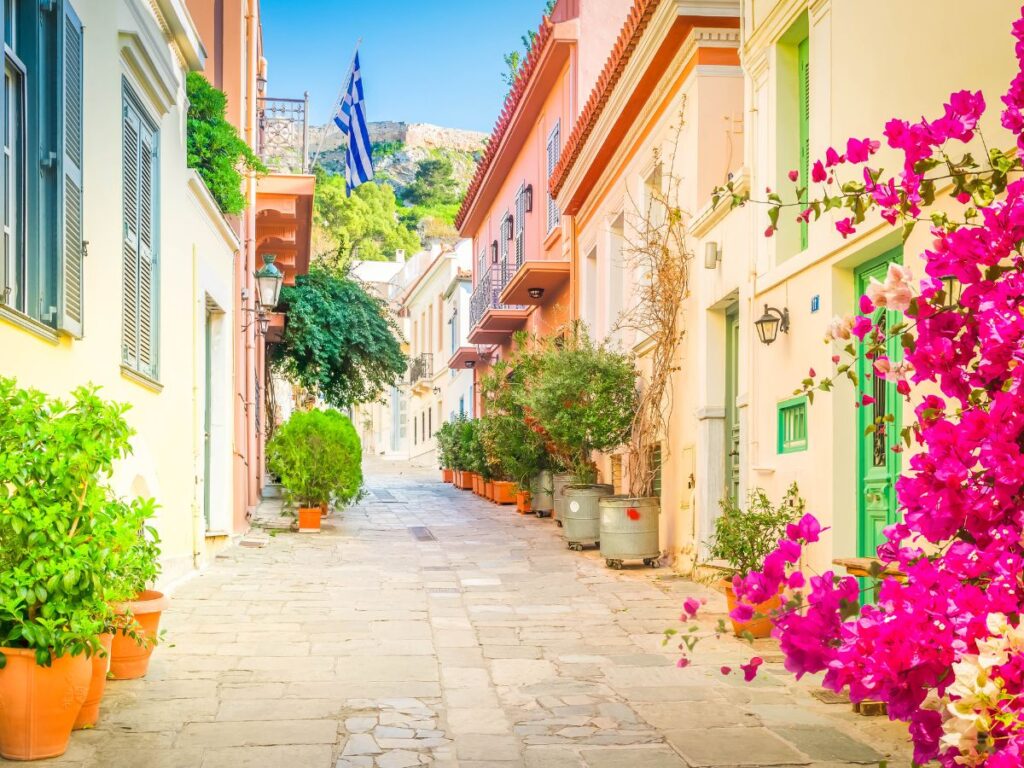 Colbstone streets in Greek villages
