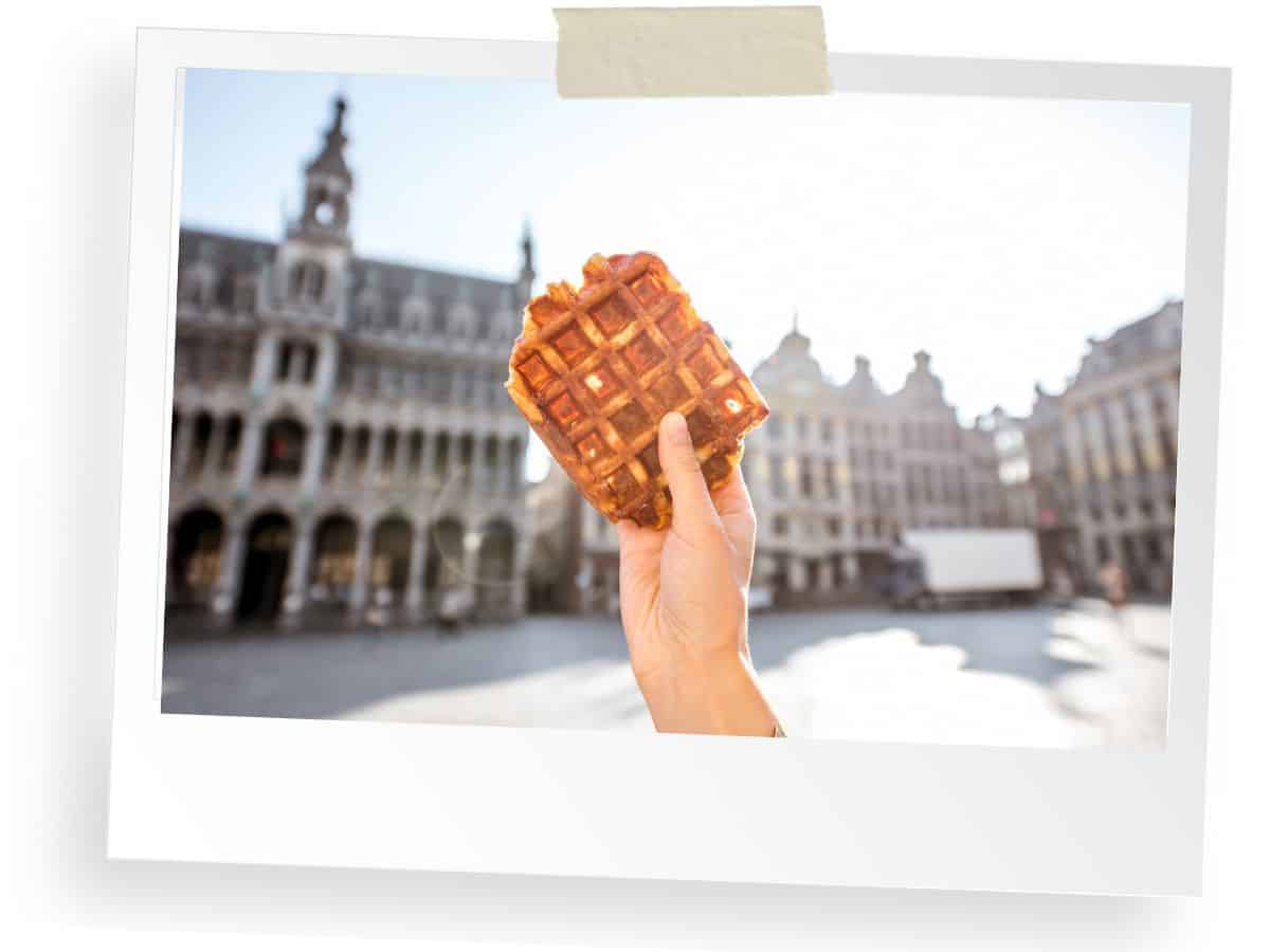 Eating waffles in Brussel