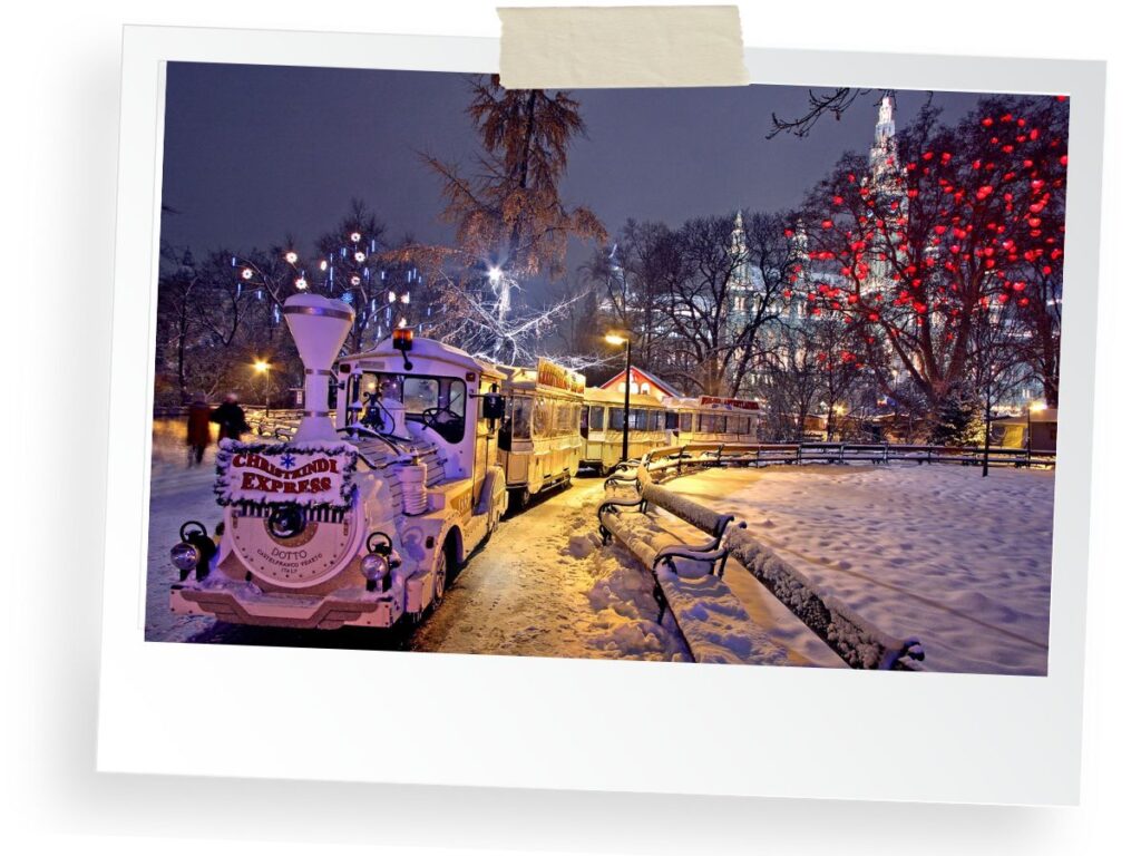 amusement park train in winter Paris