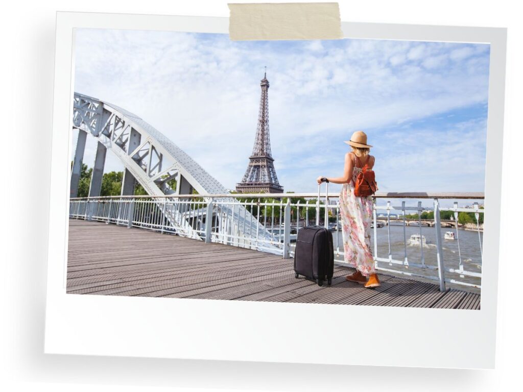 Eiffel Tower seen from a bridge over Siene