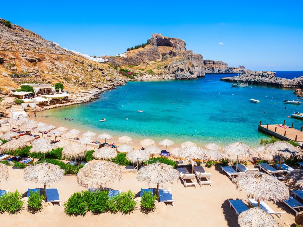 Exploring the beach on a Greek island