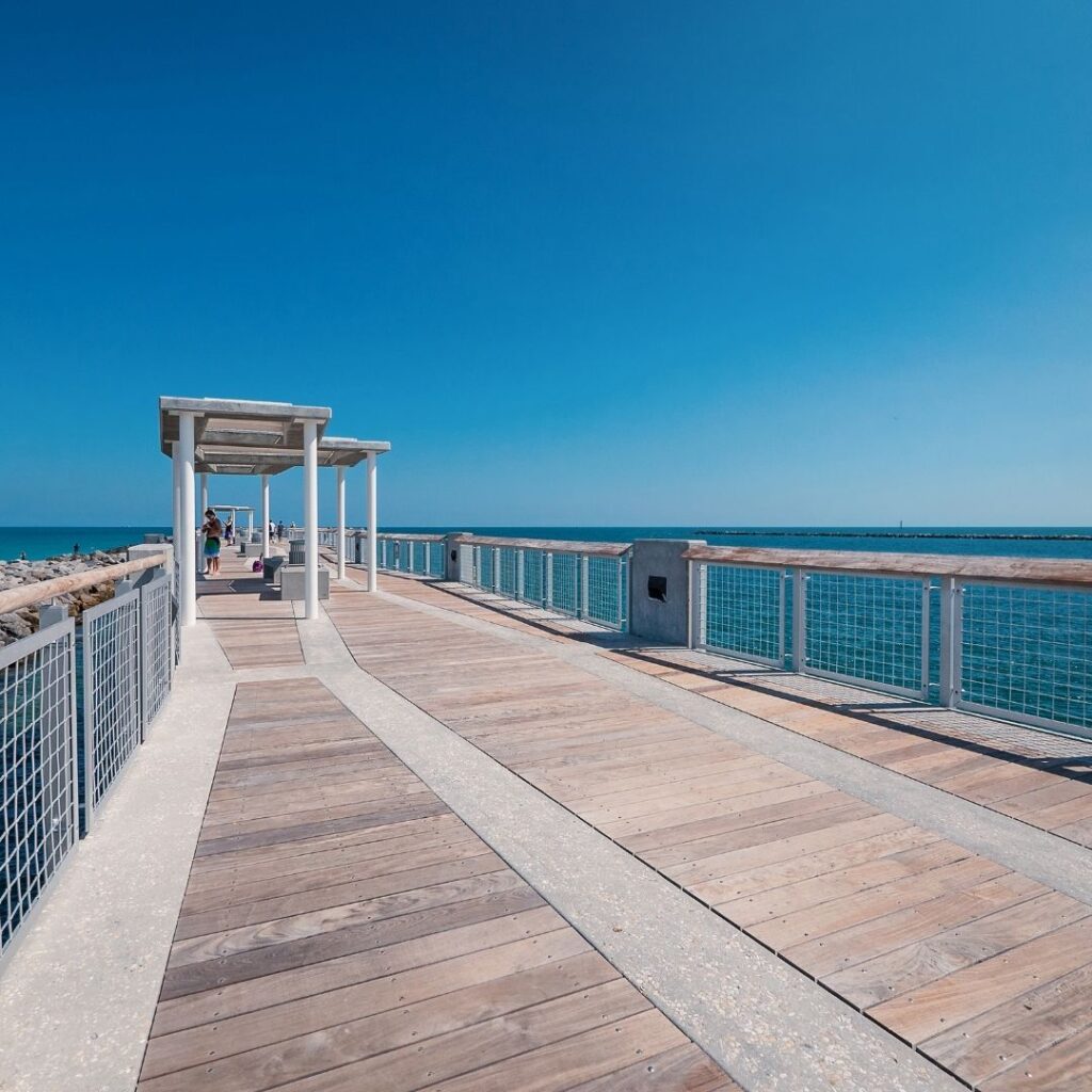 walking in the morning at South Pointe Pier