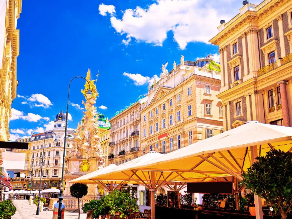 terrace and cafes old town Vienna Austria