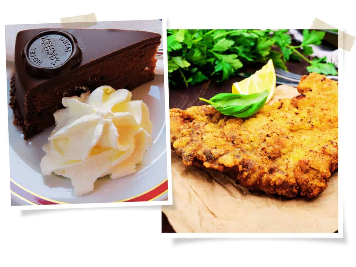 Delicious Sachertorte and giants schnitzel at famous cafés in Vienna Austria