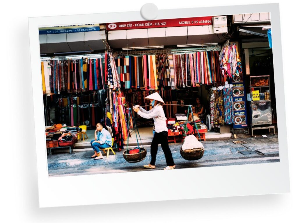 Vietnam, Hanoi, Shopping market streets