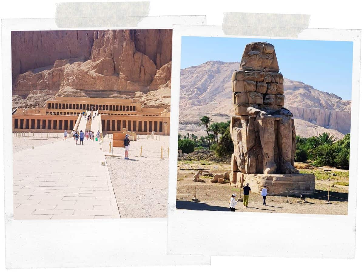 day trip to Luxor, Temple of Hatshepsut, Colossi Of Memnon statues, Egypt