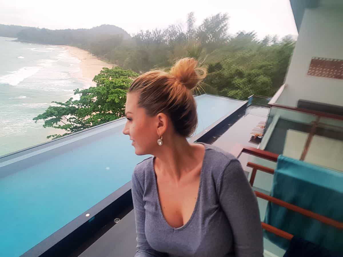 Enjoying the ocean from my hotel room's balcony, best luxury hotel to stay at in Phuket, Thailand
