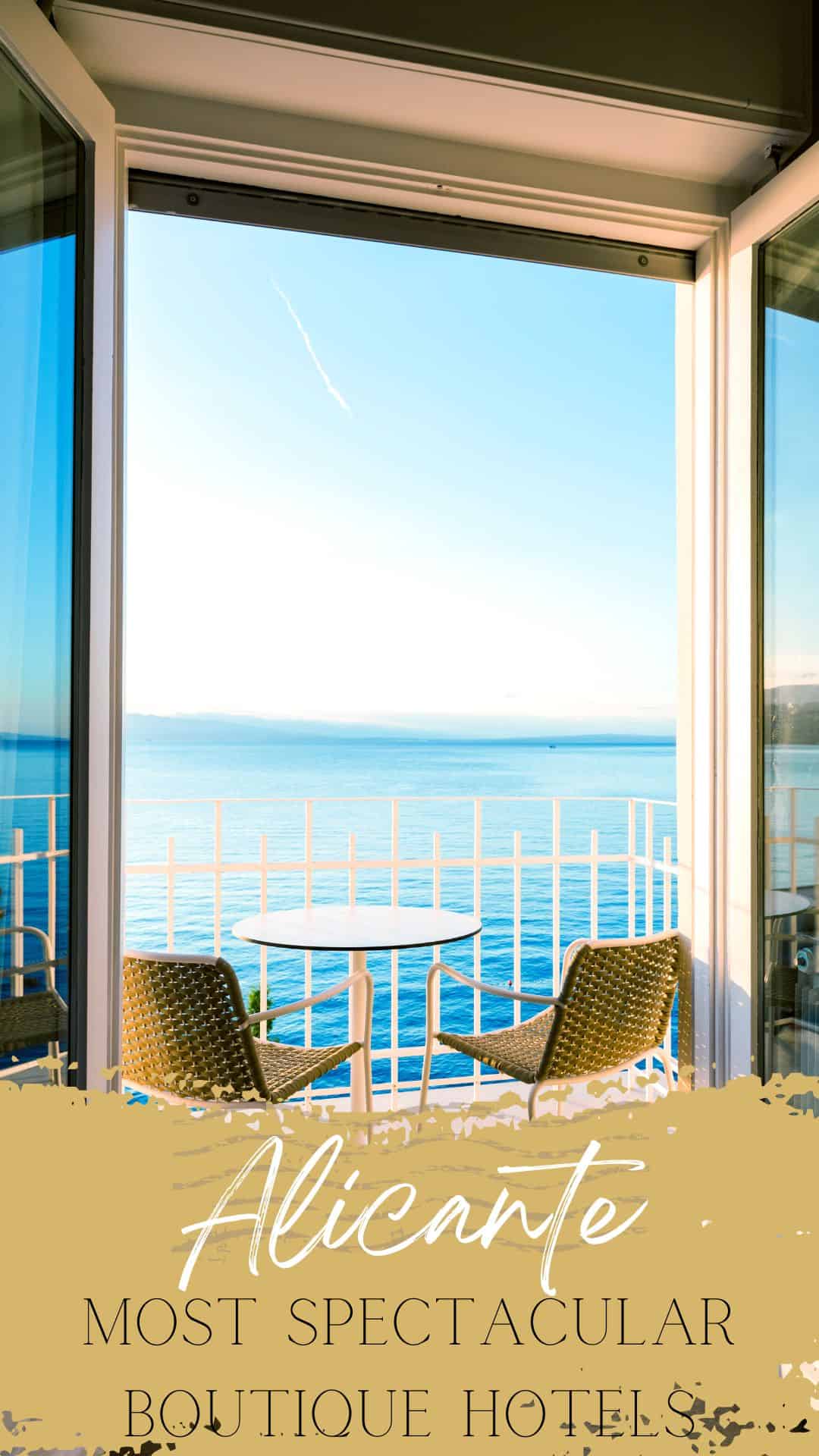 In front of the window in the room of a Boutique hotel with sea view Alicante, Spain