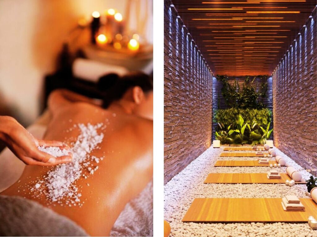 Taking spa massage with sea salt in Mexico City