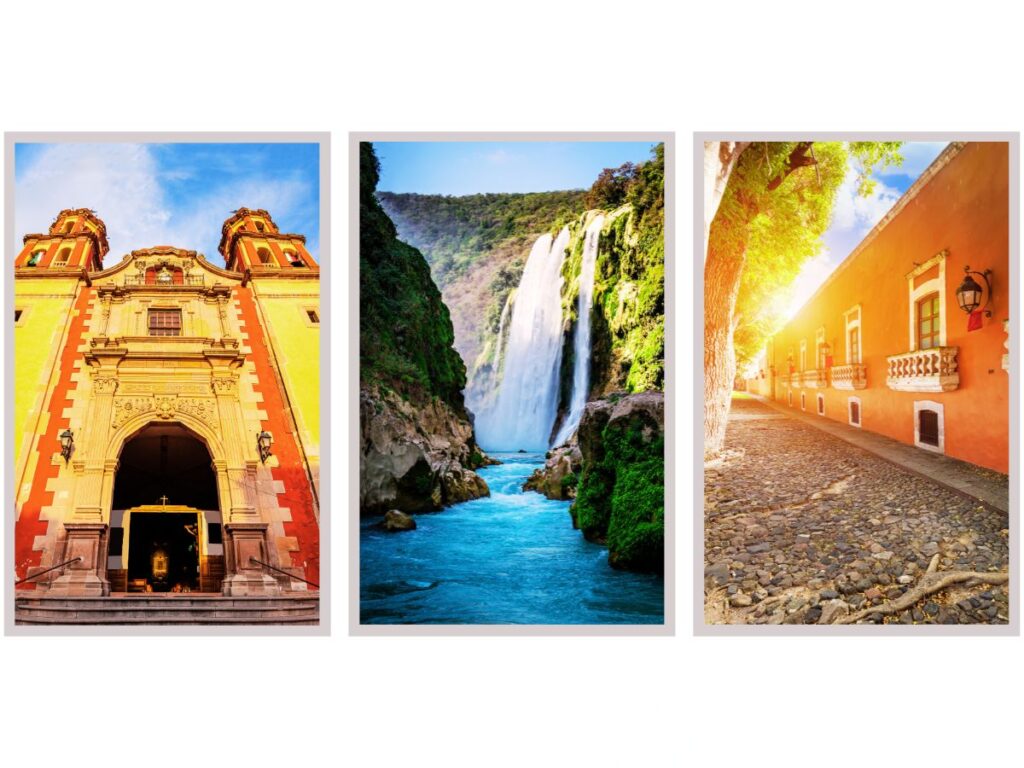 Cathedral and waterfall in San Luis Potosi