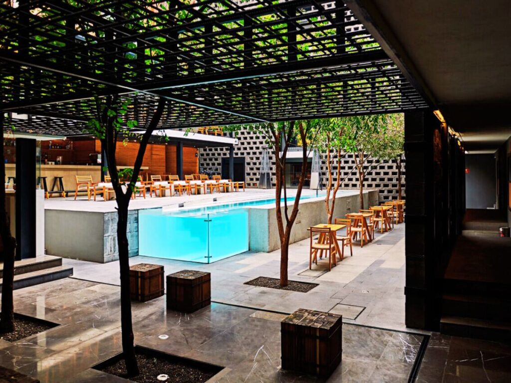 Hotel Carlota Pool and sitting area Condesa, Mexico City