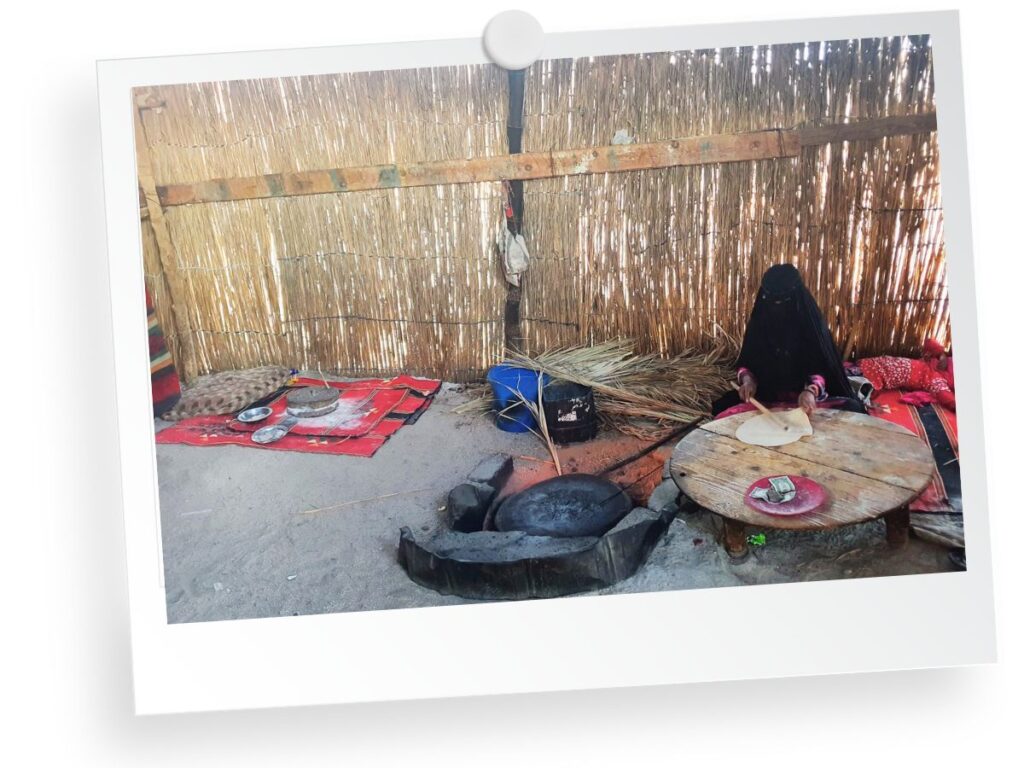 Bedouine Lady preparing bread in a traditional Egyptian way