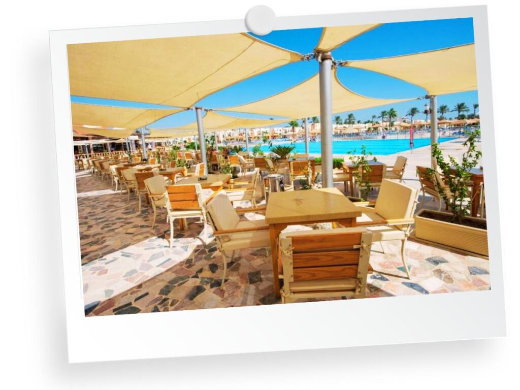 Main Breackfast, Lunch and Dinning Terrace at Sunrise Royal Makadi Resort, Hurghada Egypt