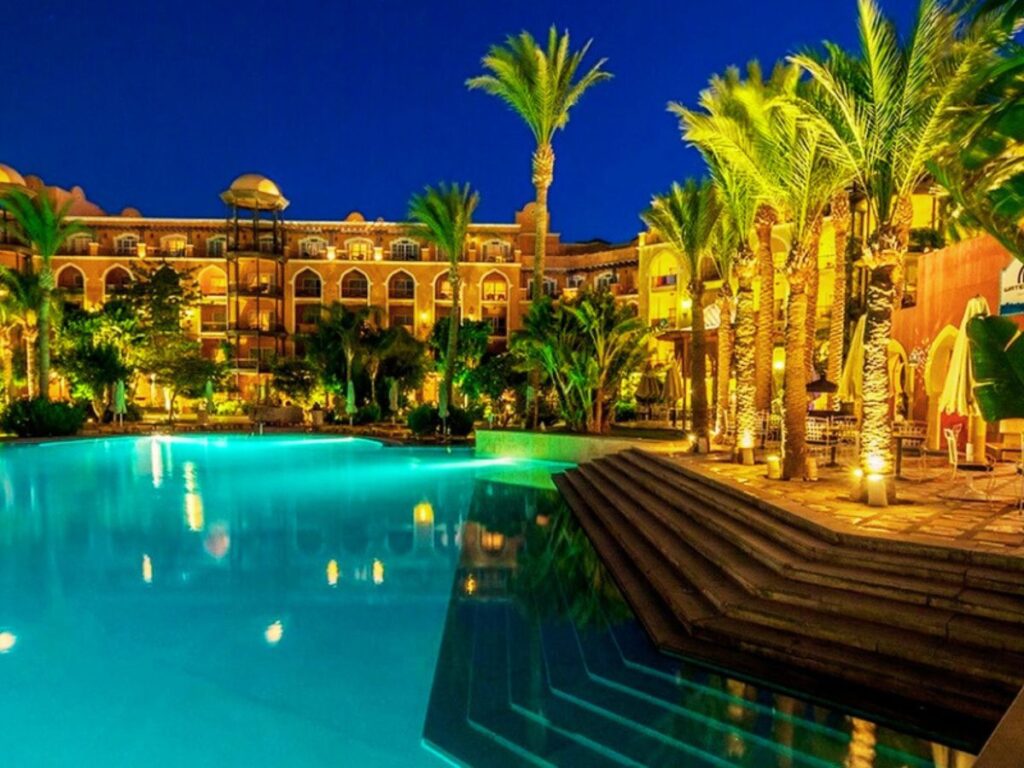 Night view of pool resort in Hurghada, Hurghada