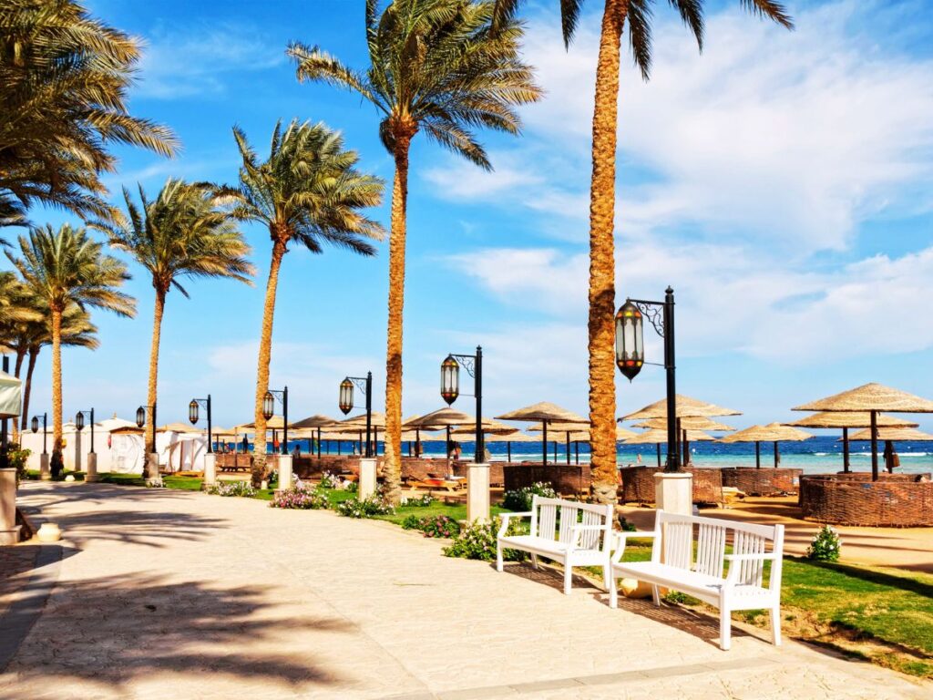 walking area near the beach in Sunrise Resort, Makadi Bay, Hurghada