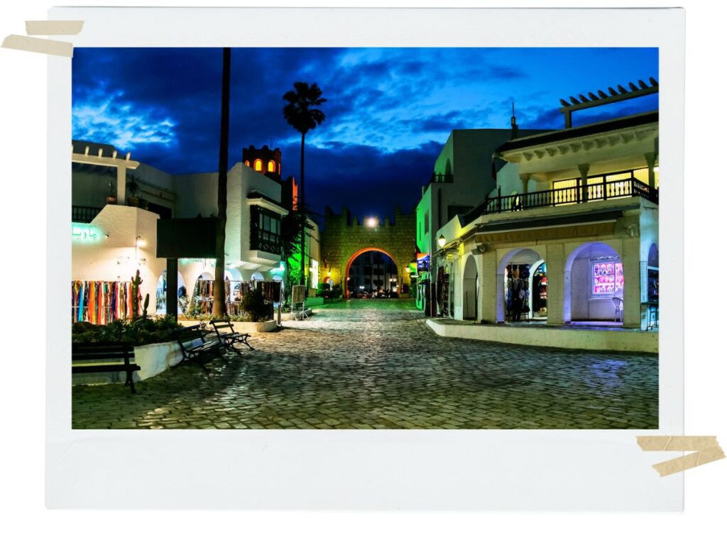 Colbstone streets in Medina Sousse at night, Tunisia