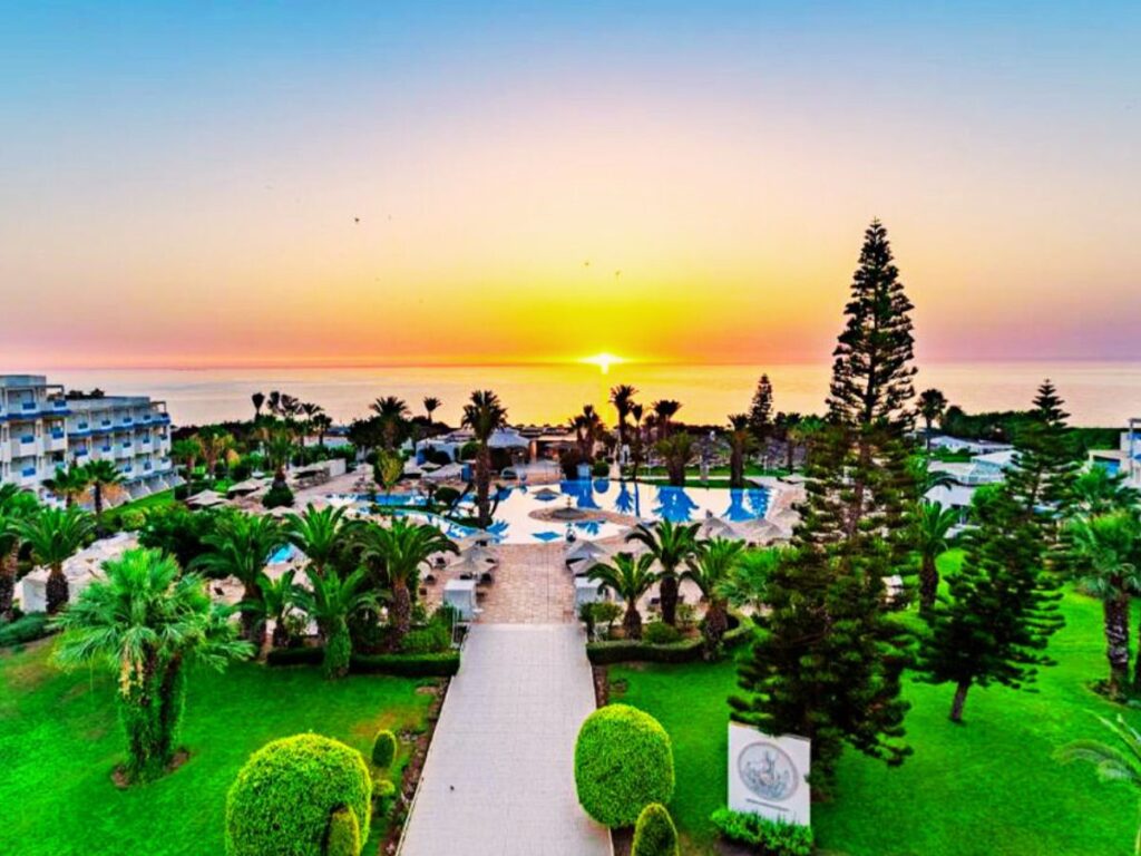 Sunset view from hotel balcony in Sousse, Tunisia