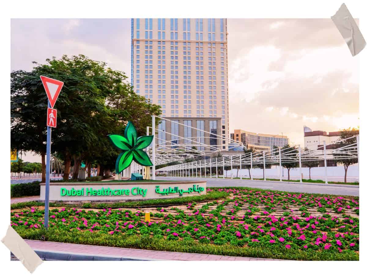 walking alone in Dubai Healthcare City